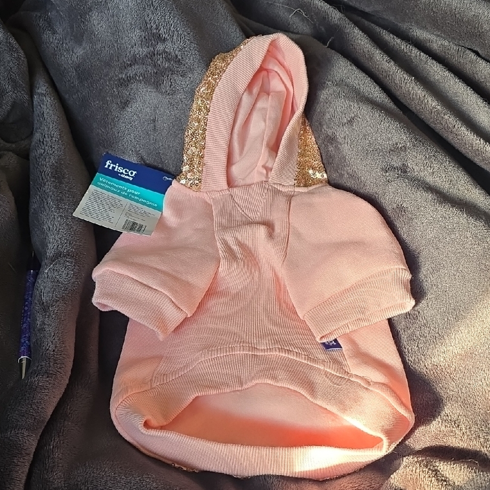 Frisco Pink Dog Hoodie with Gold Sequin Accents
